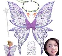 Ali di fata per adulti e fate, ali per bambini, set di ali degli elfi (ali delle fate, fascia, stelle e adesivi) per cosplay, feste a tema, feste e travestimenti