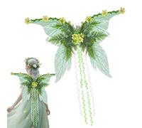 Ali di fata per adulti, scintillanti ali di farfalla, costume da donna per feste, festival, Natale, trucco, palcoscenico, spettacoli, cosplay, verde
