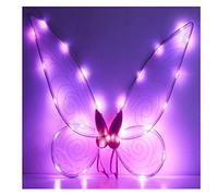 Ali di fata per Halloween, con luci a LED, luccicanti, velate, ali d'angelo da elfo, per adulti e bambini, per cosplay, per ragazze e donne (rosa chiaro)