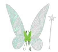 Ali di fata per ragazze donne Halloween Dress Up bianco Sparkle Angel Butterfly Wings Fairy Costume Halloween Cosplay Party Favor (verde)