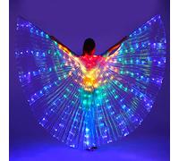 Ali di Iside a LED, ali da danza del ventre, ali di farfalla a LED colorate con bastoni telescopici, luminoso costume di performance abbigliamento per carnevale, palcoscenico, (luce colorata