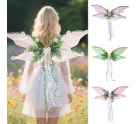 Ali di libellula da donna, per Halloween, costume con fiori, foglie e viti, principessa angelo elfo, accessorio per cosplay, feste e festival (viola)