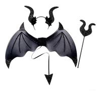 Ali di pipistrello per Halloween, set di accessori per costume nero ali di pipistrello (nero)