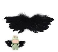 Ali di Piume per Bambole, Accessori Vestire Le Bambole Graziose Ali di Piume per Bamboles da 17cm Abbigliamento Morbido con Alis Bamboles Include Solo Alis (Nere)