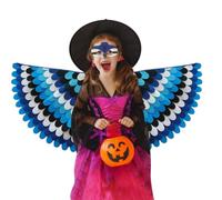Ali di uccello dei bambini variopinte ali di pavone, copertura del viso | Dress Up Soft, delicato sulla pelle, bambini vestire, carnevale, costume di Halloween, gioco di ruolo, avventura all'aperto