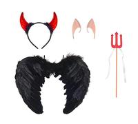 Ali Diavolo Carnevale Halloween,Ali Angelo Nero,Ali Nere ed Aureola Angelo,Ali d Angelo Costume,Ali Nero Piumate,Costume di Carnevale per Feste di Carnevale di Halloween