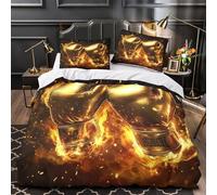 Ali d'uccello dorate Set Di Copripiumino Biancheria da letto 3 Pezzi morbida microfibra stampa di 3D con federa cerniera nascosta astratto copripiumino for ragazzi e adulti Double（200x200cm）