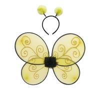 Ali e antenna per bambini, accessori per costume di Halloween Bumblebee | Set di 2 accessori per api, ali in rete gialle, fascia per antenne con pompon, leggero, per la Giornata mondiale del libro