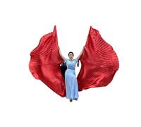 Ali e bastoncini di danza del ventre in tessuto | Bastoncini multicolori da 145 cm for la danza del ventre con collo diviso e spacco for le prestazioni(Red)