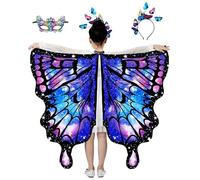 Ali Farfalla Bambina,Mantello Farfalla Bambina,Ali di Farfalla Carnevale,Farfalla Fata Ali Farfalla,Mantelli e Ali per Ragazze per Festa Carnevale Danza Spettacolo Halloween (Blu)