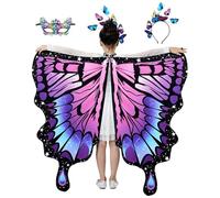 Ali Farfalla Bambina,Mantello Farfalla Bambina,Ali di Farfalla Carnevale,Farfalla Fata Ali Farfalla,Mantelli e Ali Per Ragazze per Festa Carnevale Danza Spettacolo Halloween (rosa viola)