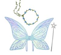 Ali Fata per Adulti e Bambini, 3 Pezzi con Bacchetta Magica, delle Fate, Cerchietto da Fata, Ali di Farfalla per Feste di Compleanno Carnevale Cosplay Halloween, Costumi per Ragazze (Blu)