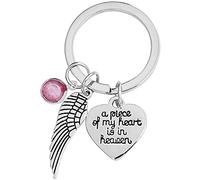 Ali in acciaio inox a forma di cuore portachiavi lettera Un pezzo del mio cuore è in paradiso portachiavi, stile 2Trattamento molto attraente