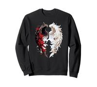 Ali in Nero con Colore Bianco, Design Fantasia Felpa