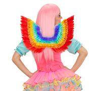 W WIDMANN MILANO Party Fashion 00649 - Ali piumate, colori arcobaleno, accessorio per costume, accessorio, carnevale, festa a tema