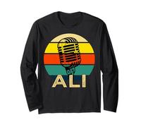 Ali Nome Retro Microfono Musica Divertente 80s Vintage Lovers Maglia a Manica