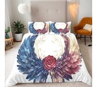 Ali Sognanti Che Circondano Le Rose Copripiumino Una PiazzaMezza 200x200 (2 Federa 50x80) Ali Da Sogno Set Copripiumino 3D Microfibra Ultra Angoli FissiCerniera Morbido LeggeroFacile da Lavare