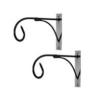 ALI2 Supporto da parete con gancio in ferro, supporto per piante, 2 confezioni da 27 cm x 15,5 cm, gancio da parete per vasi da fiori, per interni, ferro nero