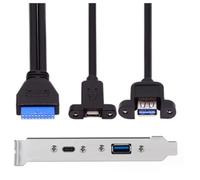 Aliaga 5Gbps posteriore USB 3.1 porta di espansione 20Pin a TYPE-C femmina e USB 3.0 femmina cavo dati con lunetta sul telaio del computer