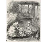 Alice e la pecora. Illustrazione di Sir John Tenniel (1820 - 1914). Dal libro Attraverso lo specchio e ciò che Alice trovò lì di Lewis Carroll pubblicato Londra 1912. Stampa poster di Ken Welsh (12 x