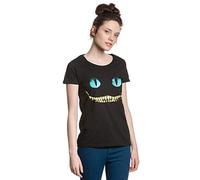Alice im Wunderland Shirtzshop - Maglietta da Donna con Sorriso, Colore: Nero, Nero, S