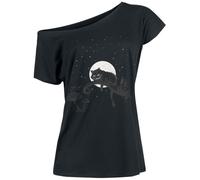 Alice in Wonderland Chesire Cat Crazy Nights Donna T-Shirt Nero L 100% Cotone Largo