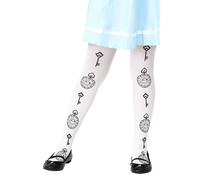 Alice IN Wonderland Collant Bambini Orologio Stampa World Libro Day Costume Tigh