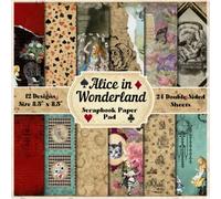 Alice in Wonderland Scrapbook Paper Pad | 12 Designs 24 Double Sided Sheets of Alice Adventures Inspired Patterns: Vintage Fairy Tale Pages for Scrapbooking Junk Journal Collage