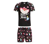 Alice in Wonderland Tea - Pigiama da donna, colore: Nero, Nero , XL