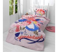 Alice IN Meravigliosa Singolo Copripiumino + Federa Set 100% Cotone Girls Disney