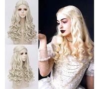 Alice Nel Paese Delle Meraviglie La Regina Bianca Parrucca Bianca Parrucca Lunga Ondulata Cosplay Parrucca Di Gioco Di Ruolo Di Halloween Costumi