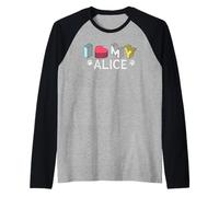 Alice Personalizzato Cane Nome Alice Pet Lover Maglia con Maniche Raglan
