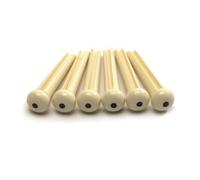 Alice - Piroli ponticello per chitarra acustica, 6 pz, in plastica, color crema con punto nero