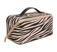 Alice Wheeler London - Beauty case con stampa animalier, ampia apertura, interno foderato con tasche organizer, 24 × 12 × 12 cm, zebra o leopardo, Zebra, M, Beauty case pieghevole a forma di treno
