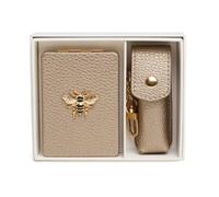 Alice Wheeler London Bronze - Custodia per rossetto e specchio compatto, set regalo con dettaglio a forma di ape dorata, accessorio di lusso per viaggi e uso quotidiano