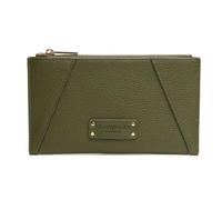 Alice Wheeler London Kensington Purse - Portafoglio compatto in pelle vegana con cerniera con logo inciso e dettagli sugli angoli, elegante borsa per tutti i giorni, pietra, oliva, cioccolato - 11 x