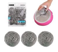 Alicer 9 spugne in acciaio, pulitori in acciaio inox, in lana di acciaio inox, abrasiva, raschietto per pentole rivestite, pentole, piani cottura in vetroceramica (argento)