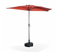 Alice's Garden Ombrellone da balcone Ø250 cm - CALVI - Mezza ombrellone dritto, palo in alluminio con manovella di apertura, terracotta, Large