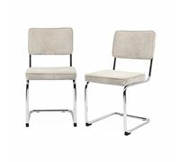 Alice's Home Set di 2 sedie a sbalzo in velluto a coste, Maja, Grigio, 46x54.5x84.5 cm