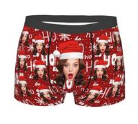 ALICESER Boxer da uomo di Natale personalizzati con viso divertente foto personalizzato boxer slip intimo da uomo per marito lui, Stile 2., Medium