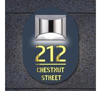 ALICESER Numeri civici personalizzati con luce solare per esterni, taglio laser personalizzato, numeri indirizzi, strade esterne, cartello moderno per casa, ufficio, giardino, cortile, casa (A-ovale)