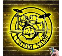 ALICESER Segnale luminoso in metallo personalizzato per batteria, per arte da parete, performance di batteria personalizzata con nome, cartello al neon in metallo RGB LED decorazione per sala