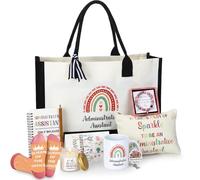 Aliceset Set regalo di apprezzamento per assistente amministrativo, include tazza da caffè, candela, tela, borsa per cosmetici, bracciale, porta badge, calzini, quaderno, penna a sfera, biglietto