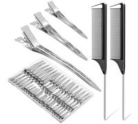 Alide 70 pezzi di fermagli per riccioli con 2 pettini a coda di topo per lo styling dei capelli, fermagli per riccioli a becco d'anatra per lo styling, la colorazione, il salone