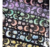 Alideco Xingxingshiyan - 6 nastri adesivi decorativi vintage in PET con la luna e le stelle, ideali per diari, arti, album di ritagli, artigianato fai da te, pianificatori