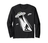 Alien Abduction Bigfoot Divertente Alien Sasquatch Yeti Maglia a Manica