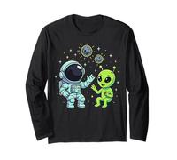 Alien And Astronaut Lunar Moon Kid Maglia a Manica