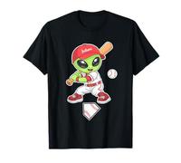 Alien Baseball Batter Cartoon Carino Sci-Fi Sport Tee Maglietta
