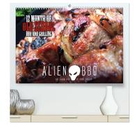 ALIEN-BBQ 2026 (hochwertiger Premium Wandkalender 2026 DIN A2 quer), Kunstdruck in Hochglanz: 12 Monate Old School BBQ and Grilling