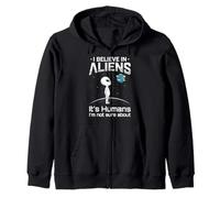 Alien Believer UFO Amante dello Spazio Extraterrestre Felpa con Cappuccio